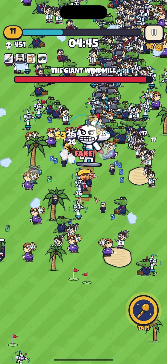 Battling The Giant Windmill boss on the golf course